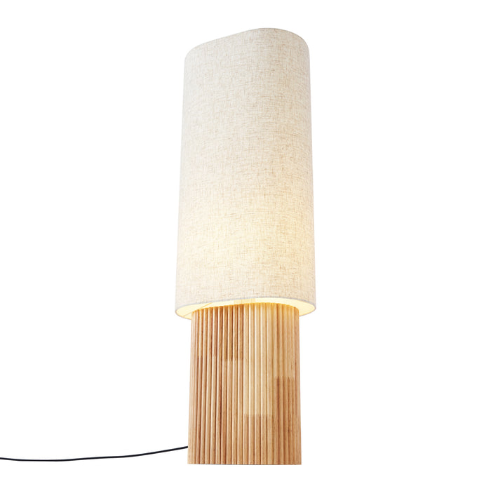 QAZQA Japandi vloerlamp hout met linnen kap 90cm - Lamel