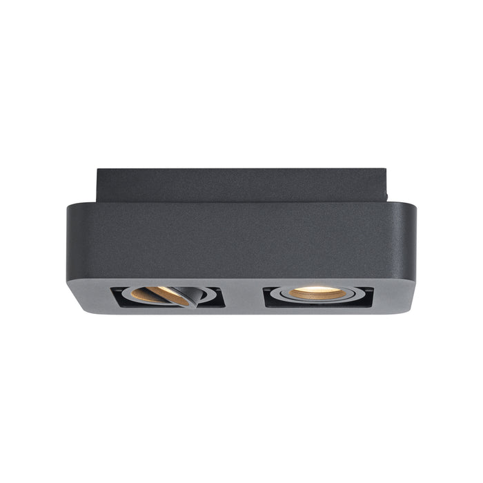 QAZQA Afgeronde opbouwspot zwart 2-lichts draai- en kantelbaar - Dox