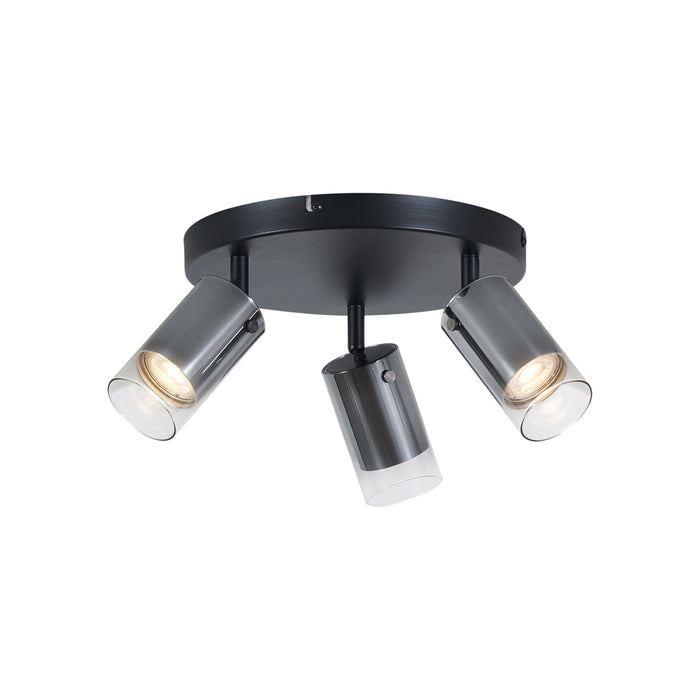 QAZQA Plafondspot gunmetal rond 3-lichts draai- en verstelbaar -