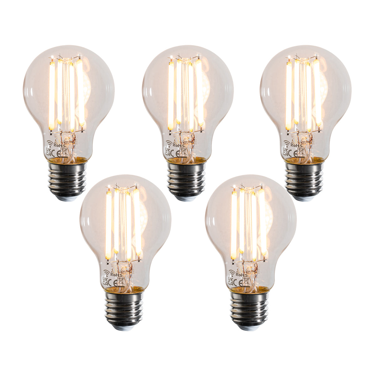 LUEDD Set van 5 Smart E27 dimbaar in Kelvin LED lampen A60 helder 7W