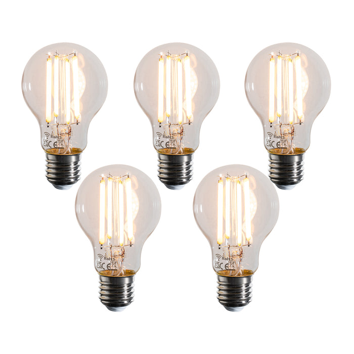 LUEDD Set van 5 Smart E27 dimbaar in Kelvin LED lampen A60 helder 7W