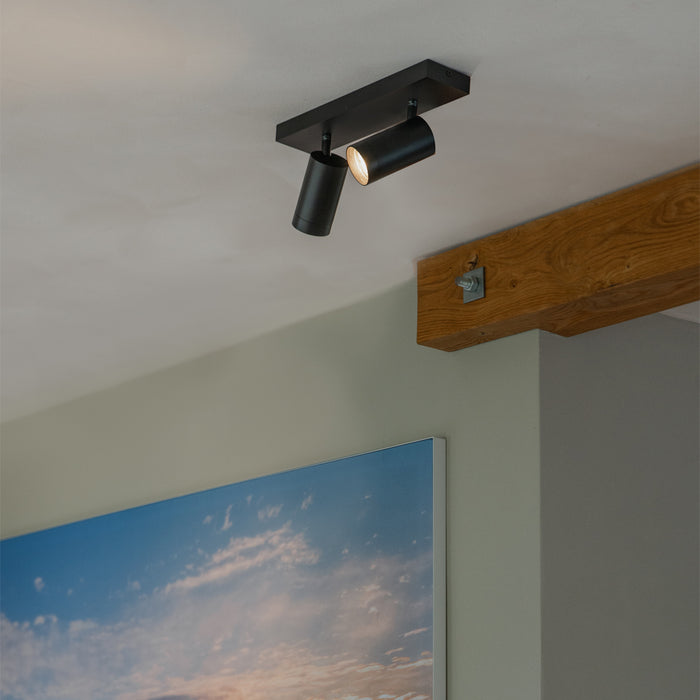 QAZQA Smart plafondspot zwart verstelbaar 2-lichts incl. 2 Wifi GU10