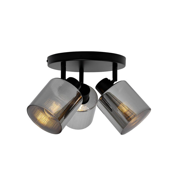 QAZQA Smart plafondspot zwart met smoke glas rond verstelbaar incl. 3