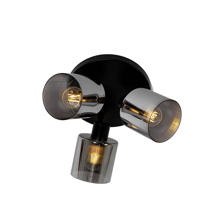 QAZQA Smart plafondspot zwart met smoke glas rond verstelbaar incl. 3