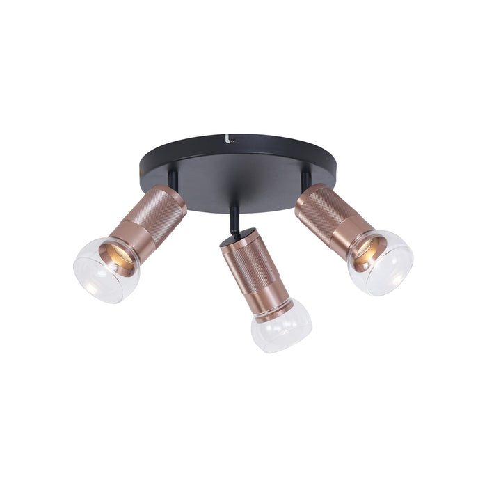 QAZQA Ronde plafondspot donker brons rond 3-lichts draai- en