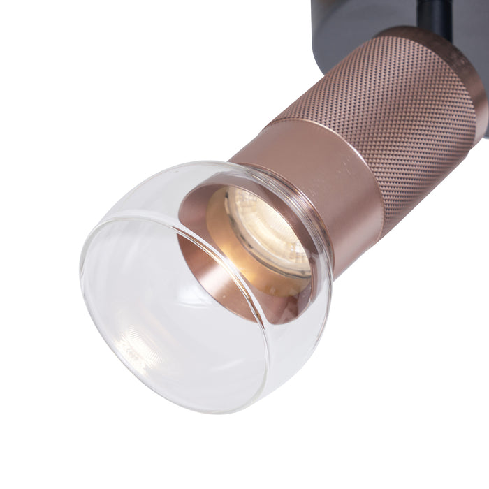 QAZQA Ronde plafondspot donker brons rond 3-lichts draai- en