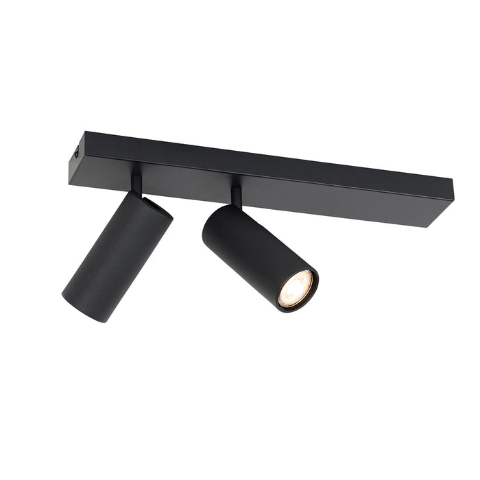 QAZQA Smart plafondspot zwart 2-lichts verstelbaar incl. 2 Wifi GU10