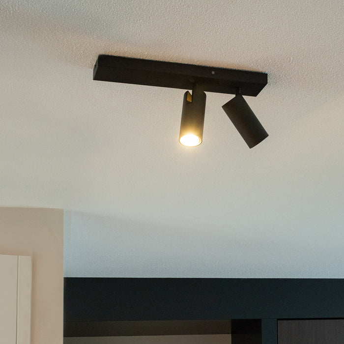 QAZQA Smart plafondspot zwart 2-lichts verstelbaar incl. 2 Wifi GU10