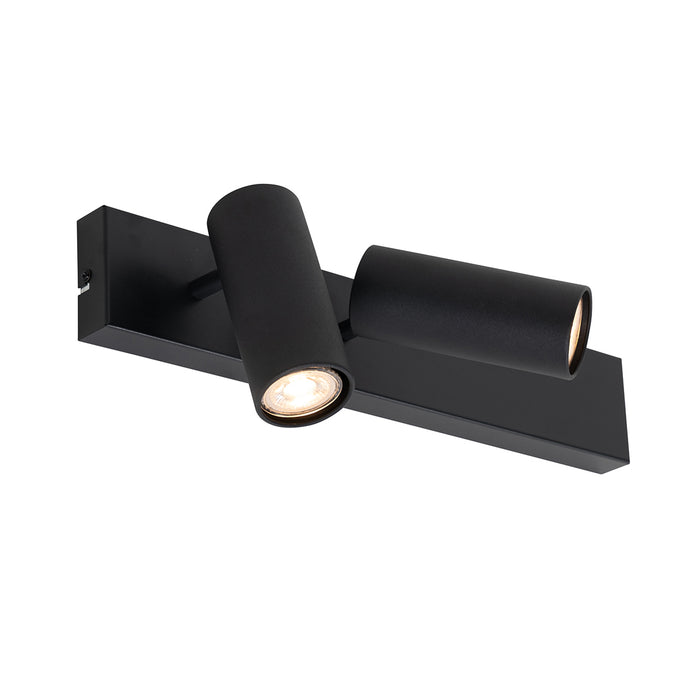 QAZQA Smart plafondspot zwart 2-lichts verstelbaar incl. 2 Wifi GU10