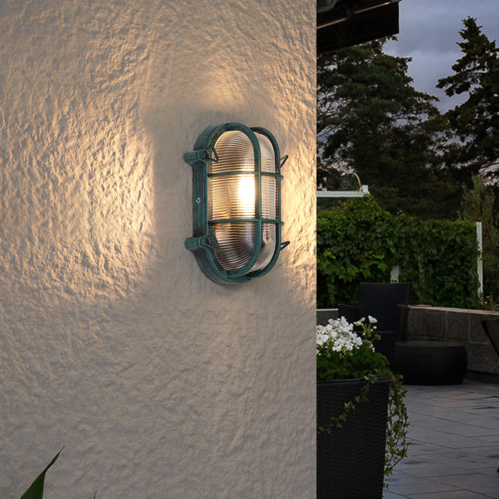 QAZQA Buiten wandlamp groen ovaal IP44 - Noutica