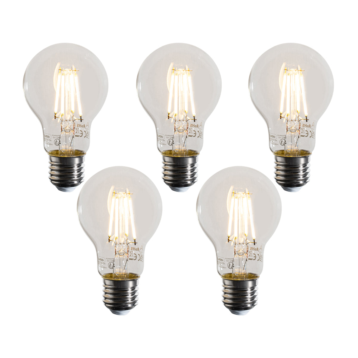 LUEDD Set van 5 E27 dimbare LED lampen A60 helder 4W 470 lm 2700K