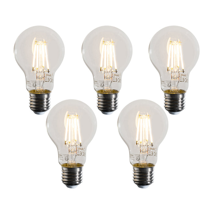 LUEDD Set van 5 E27 dimbare LED lampen A60 helder 4W 470 lm 2700K