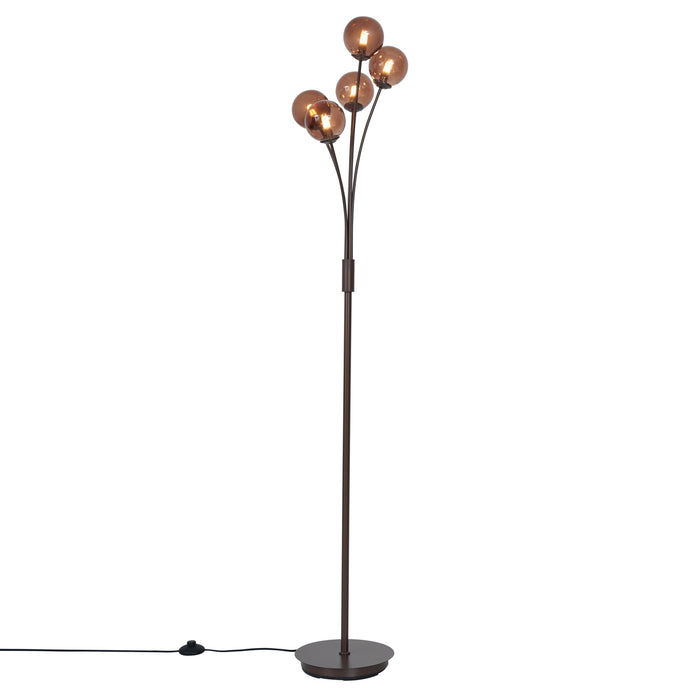 QAZQA Design vloerlamp brons met brons glas 5-lichts - Athens