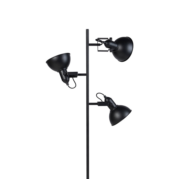 QAZQA Smart vloerlamp zwart met goud 3-lichts incl. 3 wifi P45- Tommy