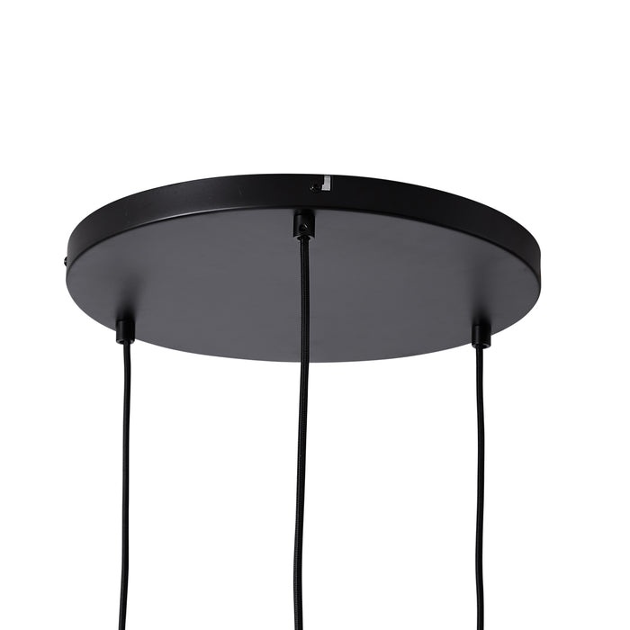 QAZQA Retro hanglamp zwart met oranje glas 3-lichts - Denise