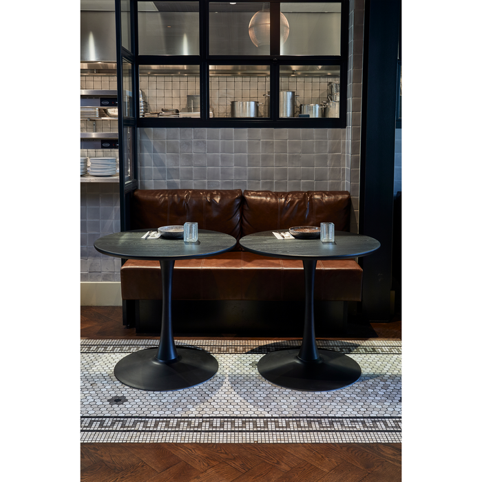 WOOOD Tablo Eettafel Rond Vingerlas - Eiken - Blacknight - Ø80