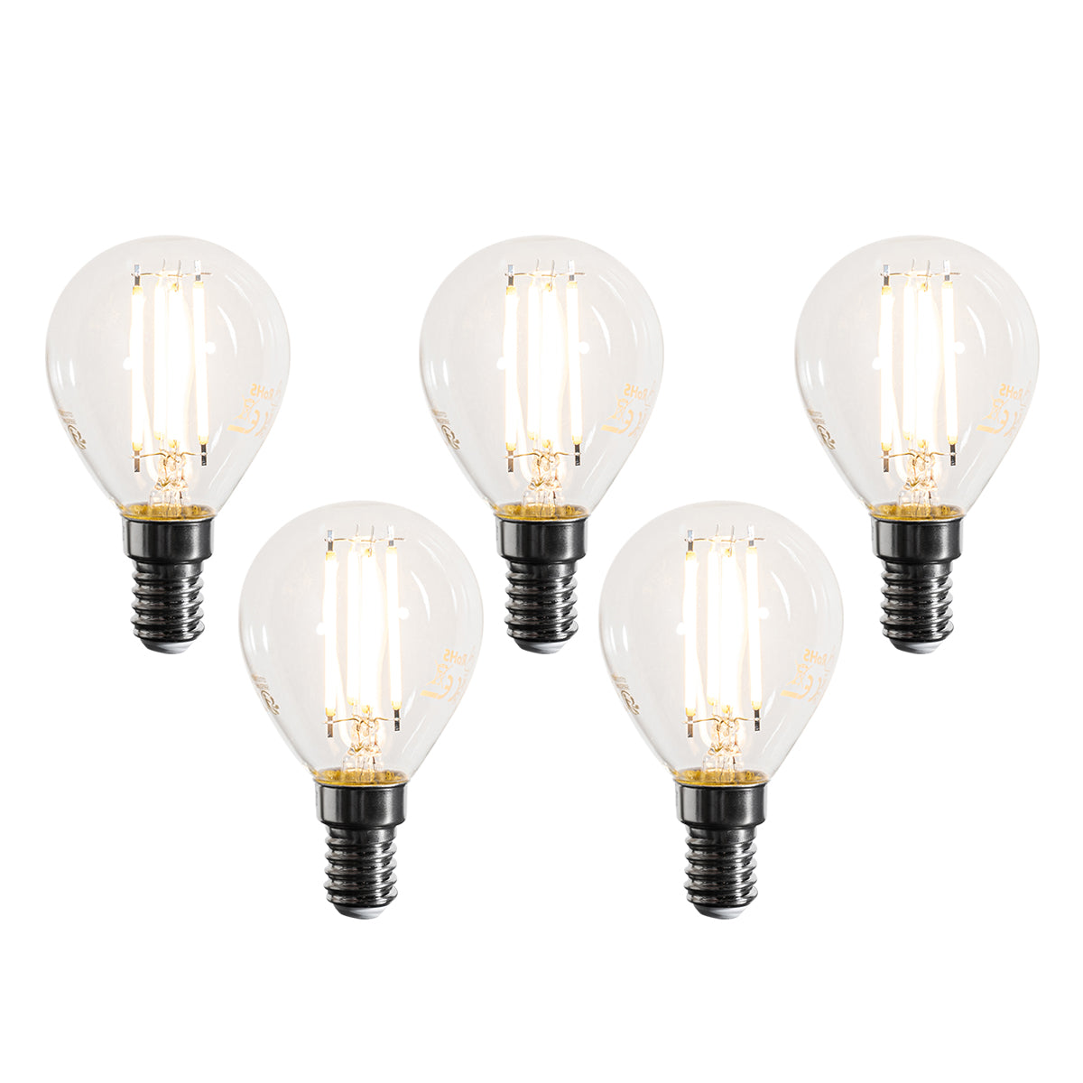LUEDD Set van 5 E14 dimbare LED lampen filament G45 helder 4W 470 lm