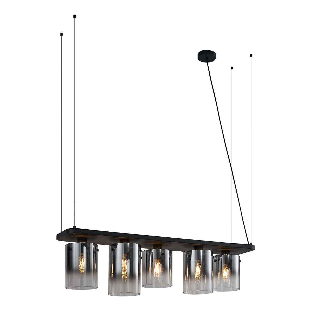 QAZQA Moderne hanglamp zwart met smoke glas 5-lichts - Hybrid