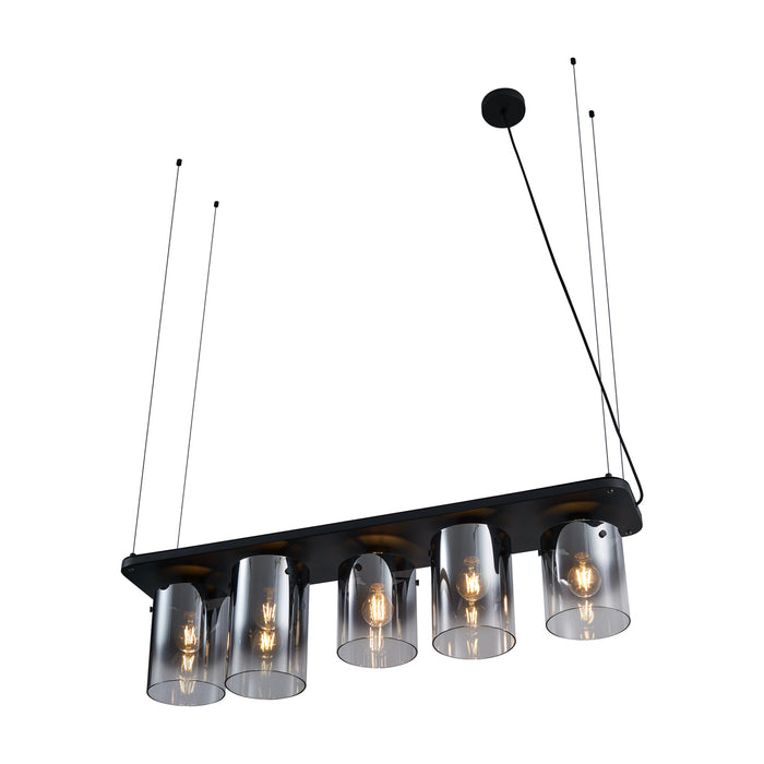 QAZQA Moderne hanglamp zwart met smoke glas 5-lichts - Hybrid
