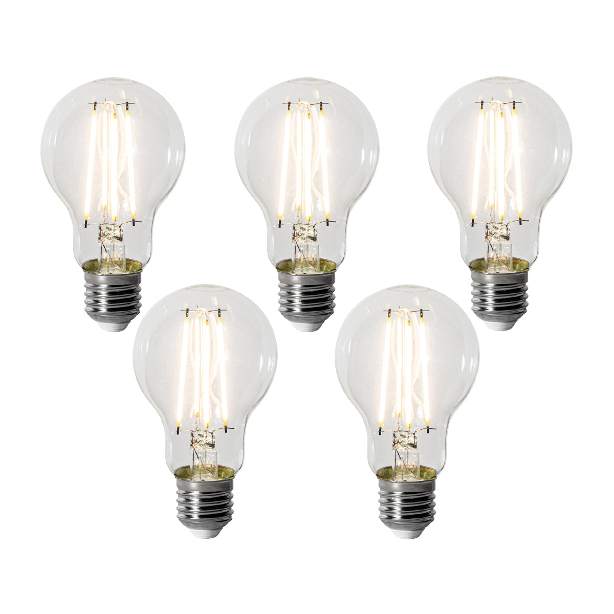 LUEDD Set van 5 E27 dimbare LED lampen A60 8W 900 lm 3000K