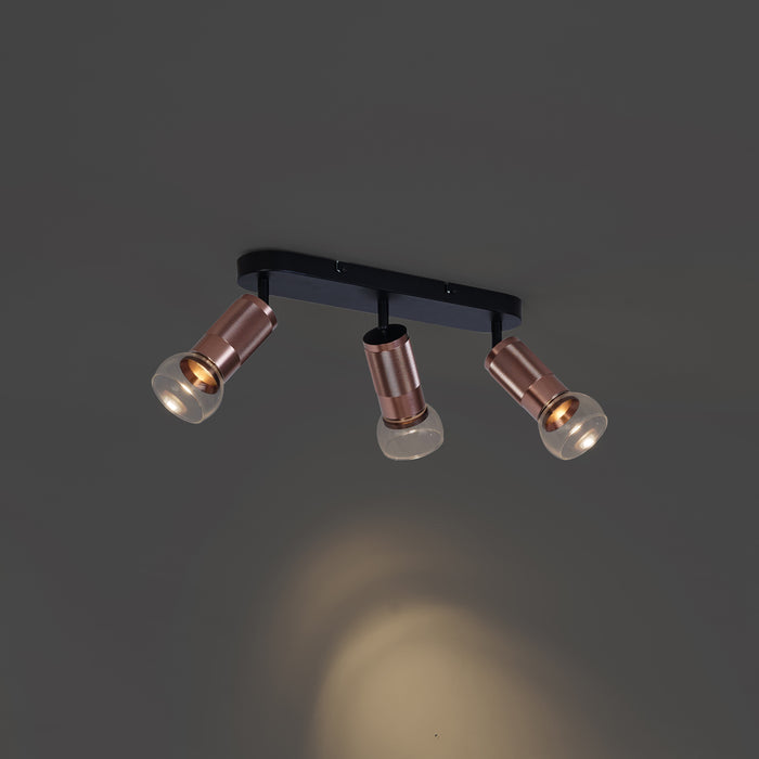 QAZQA Afgeronde plafondspot donker brons 3-lichts draai- en