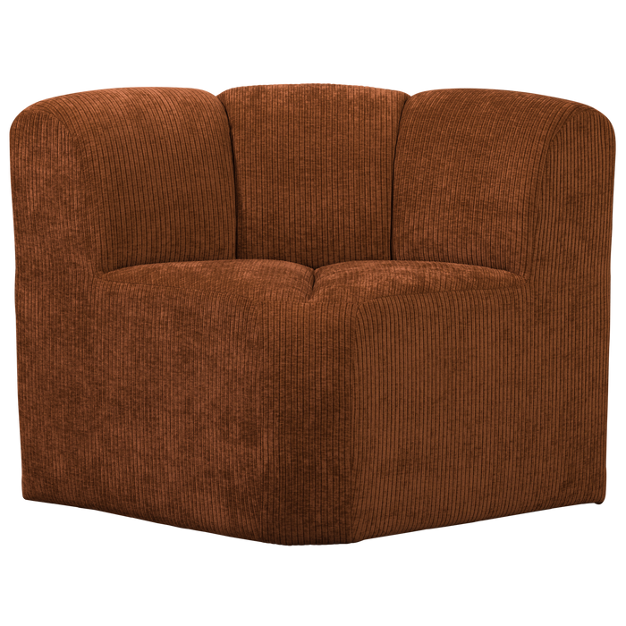 WOOOD Mojo Eetbankje Hoek Met Rugleuning - Ribstof - Roestbruin