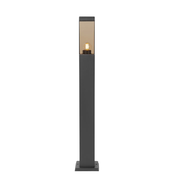 QAZQA Smart buitenlamp paal donkergrijs met smoke 80 cm incl. Wifi