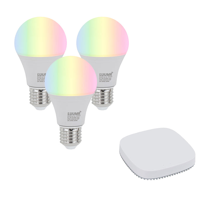 QAZQA Set van 3 smart E27 dimbare LED lampen A60 9W 806 lm