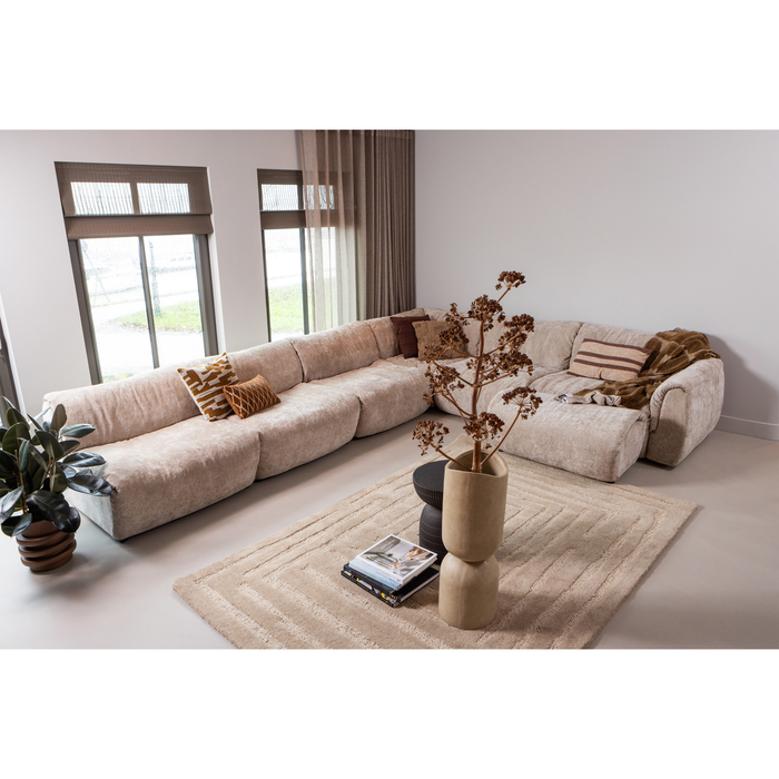 WOOOD Baggy Hoekelement - 3D Chenille - Zand - 81x96x96