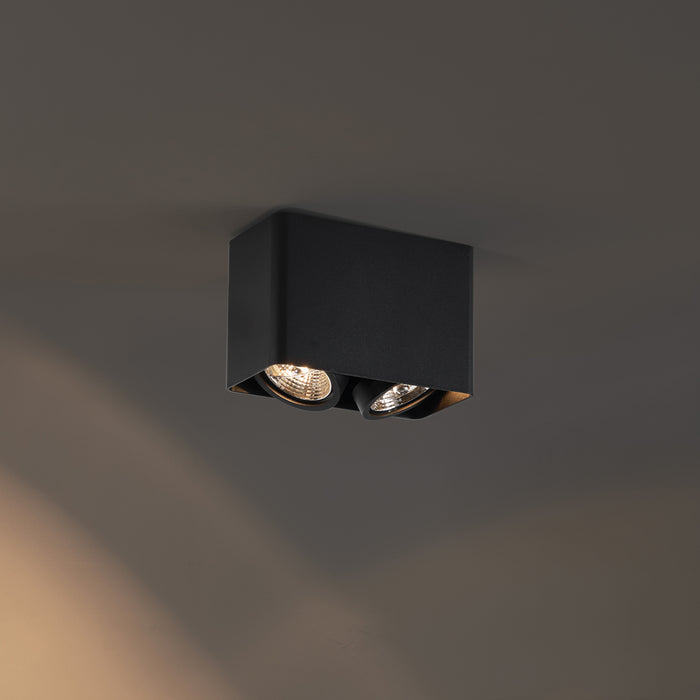 QAZQA Design opbouwspot zwart GU10 70mm 2-lichts draai- en kantelbaar