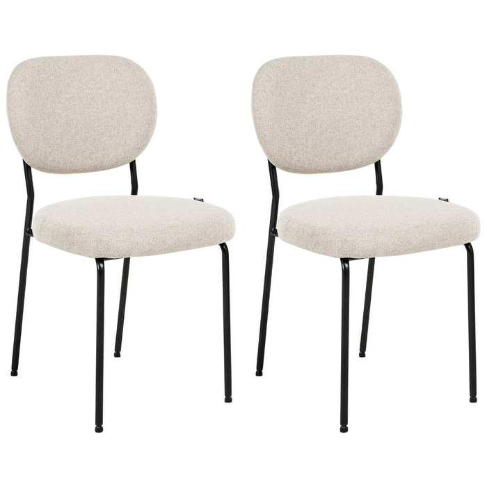 Beliani - LOLETA - Eetkamerstoel set van 2 - Lichtbeige - Stof
