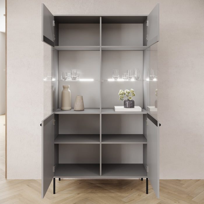 Meubella - Vitrinekast Ilux - Grijs - 105 cm
