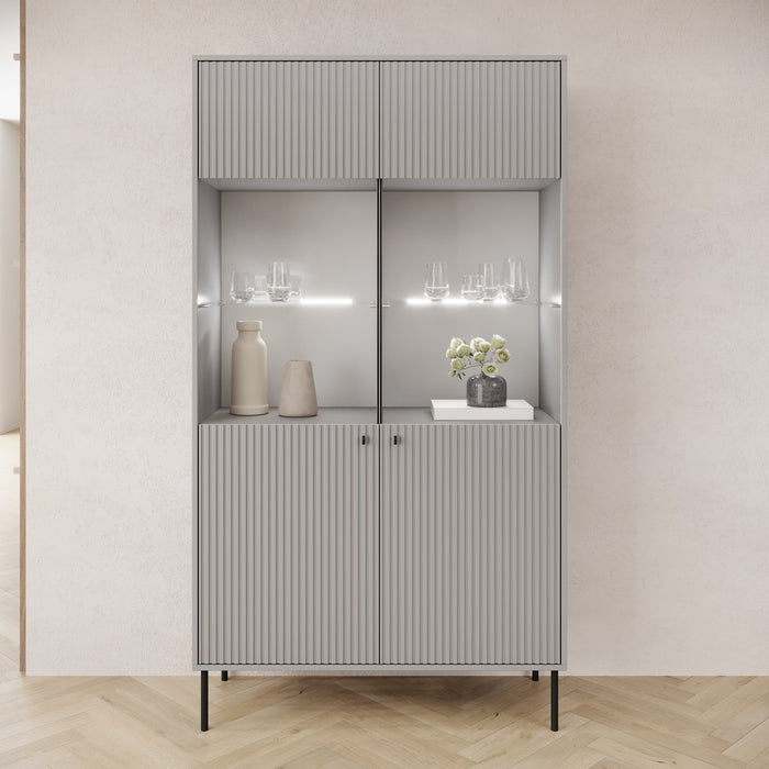 Meubella - Vitrinekast Ilux - Grijs - 105 cm