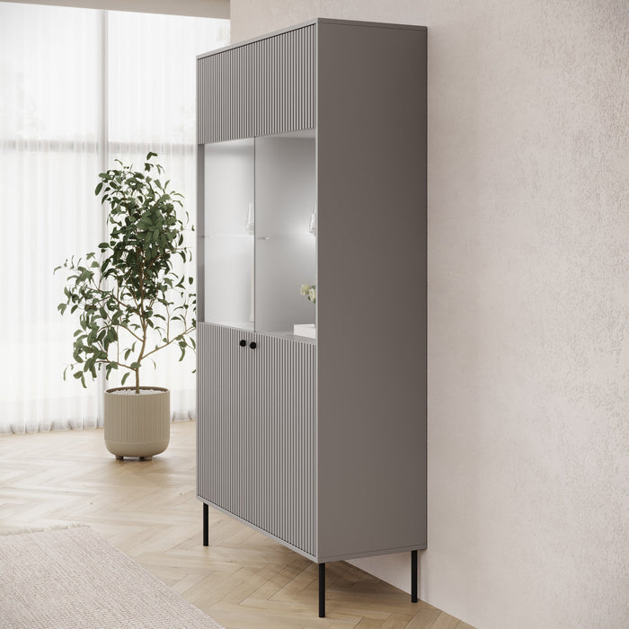 Meubella - Vitrinekast Ilux - Grijs - 105 cm