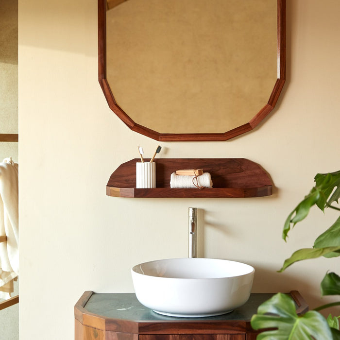 Tikamoon - Badkamerwandplank in massief palissanderhout en groen marm…