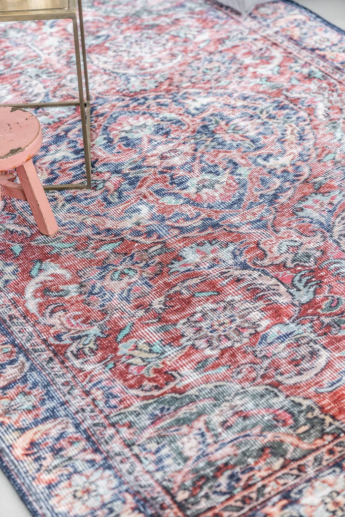 Eva Interior Vintage Vloerkleed Hatice Blauw |Bordeaux Rood