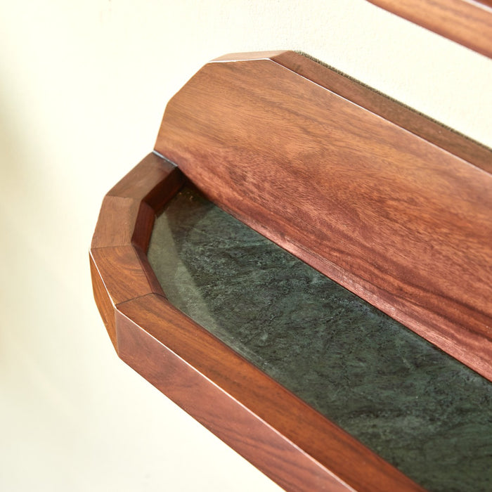 Tikamoon - Badkamerwandplank in massief palissanderhout en groen marm…