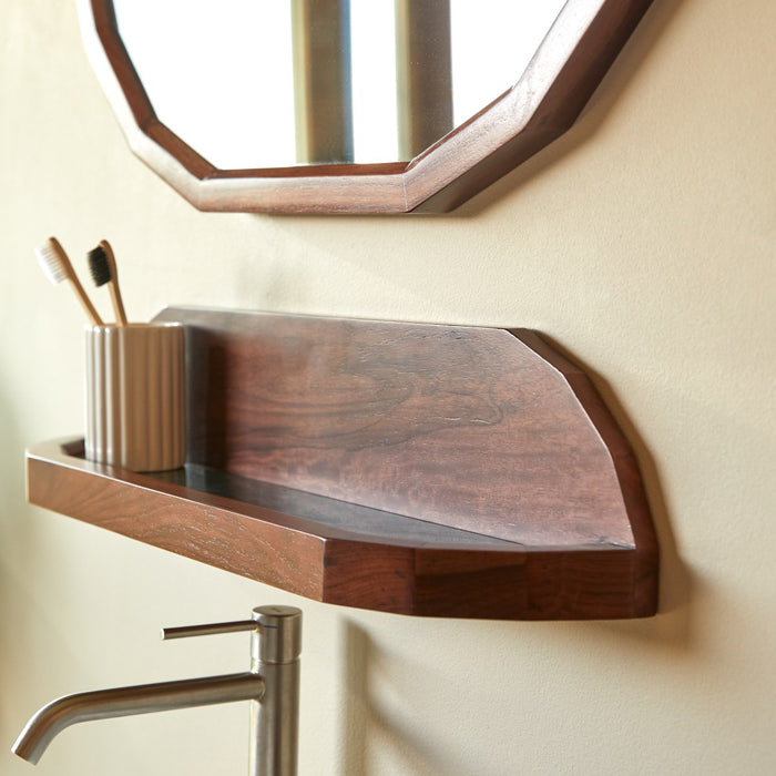 Tikamoon - Badkamerwandplank in massief palissanderhout en groen marm…