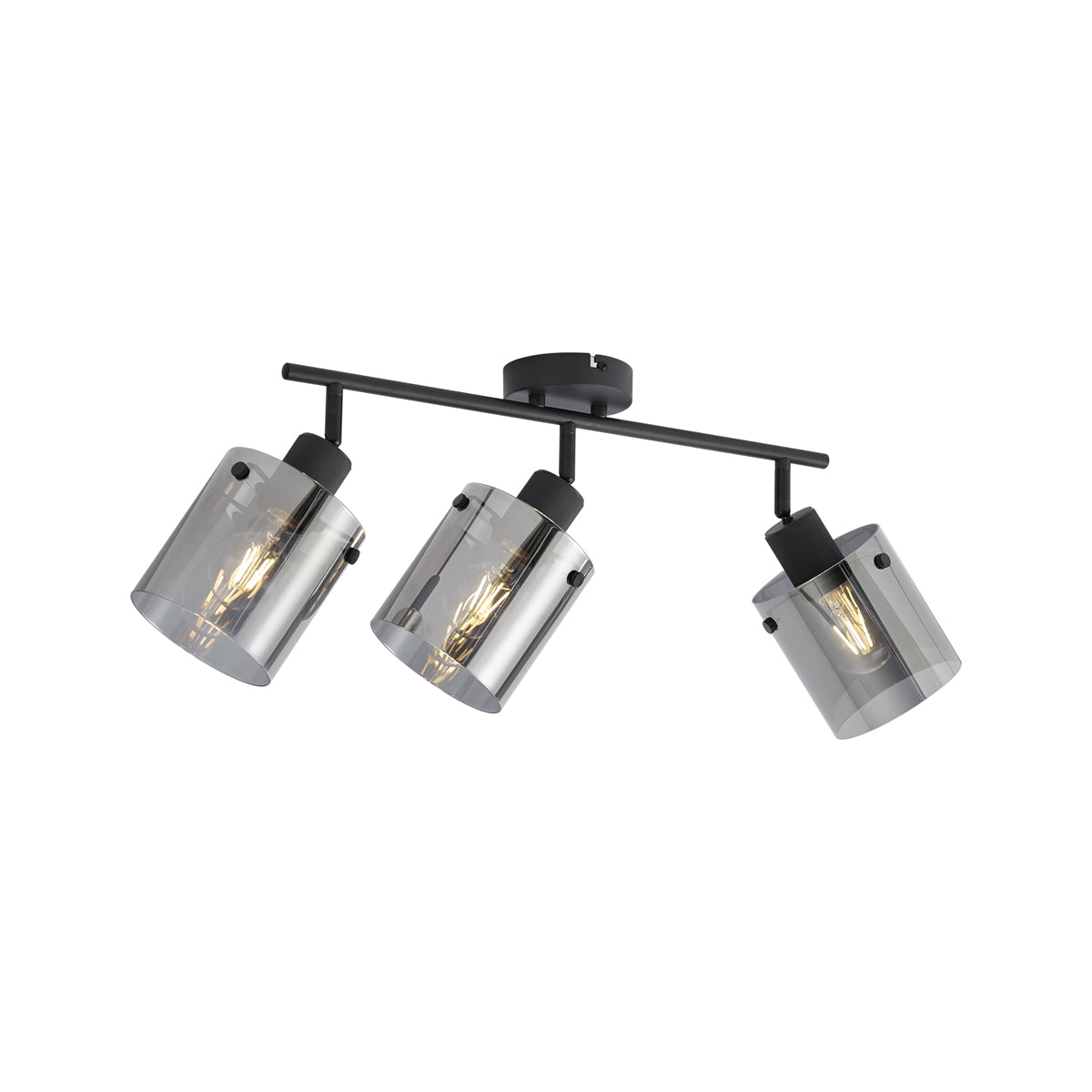 QAZQA Design plafondspot zwart met smoke glas 3-lichts - Domo