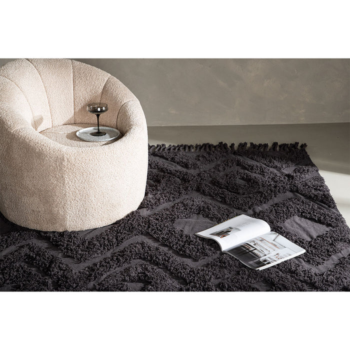 Hioshop Hilma vloerkleed 350x250cm donkergrijs.