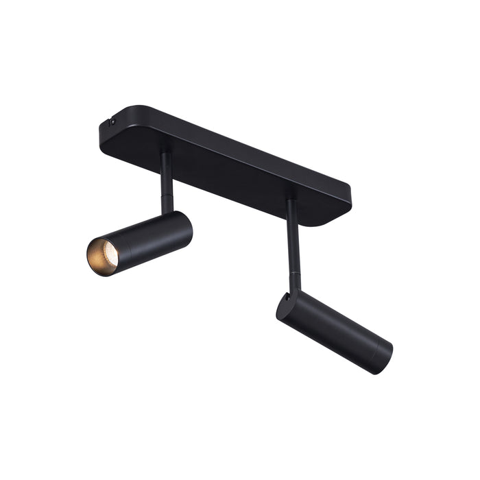 QAZQA Afgeronde plafondspot zwart GU10 35mm 2-lichts draai- en