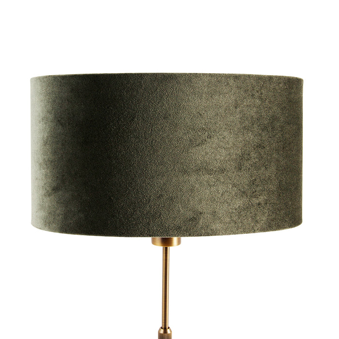 QAZQA Tafellamp brons met ovale velours kap groen 35cm - Parte