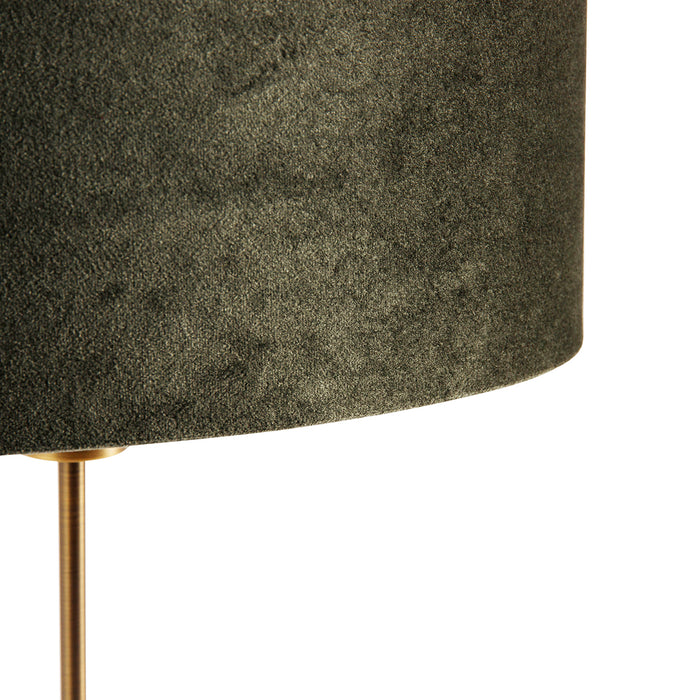 QAZQA Tafellamp brons met ovale velours kap groen 35cm - Parte