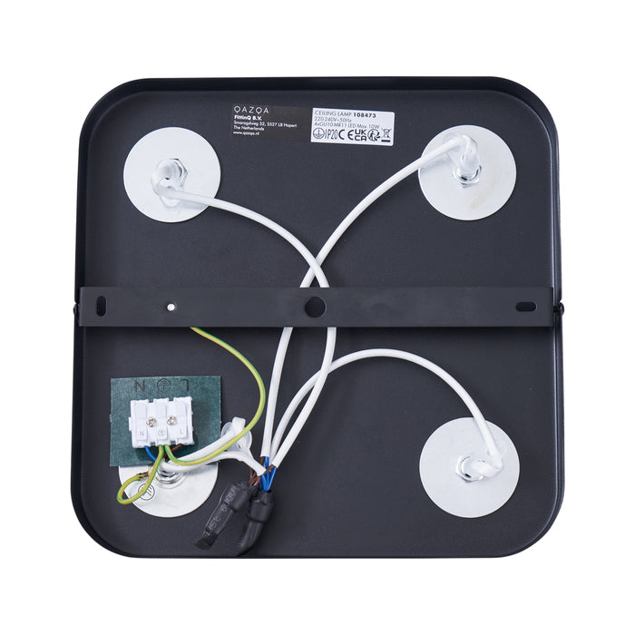 QAZQA Afgeronde plafondspot zwart GU10 35mm 4-lichts draai- en