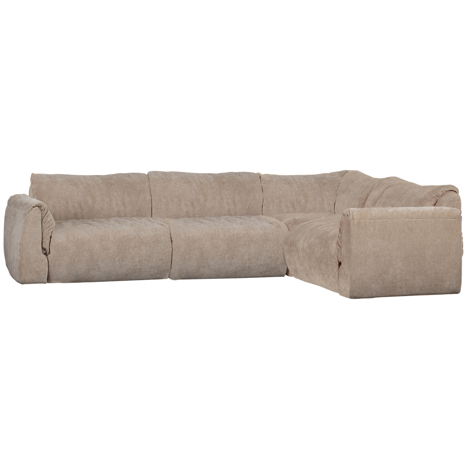 WOOOD Baggy Hoekbank Rechts - 3D Chenille - Zand - 81x396x214