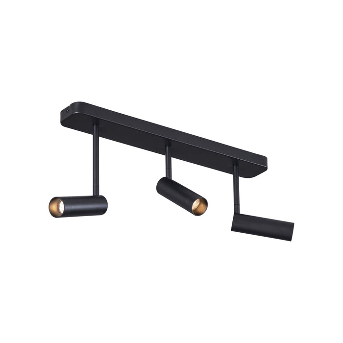 QAZQA Afgerond plafondspot zwart GU10 35mm 3-lichts draai- en