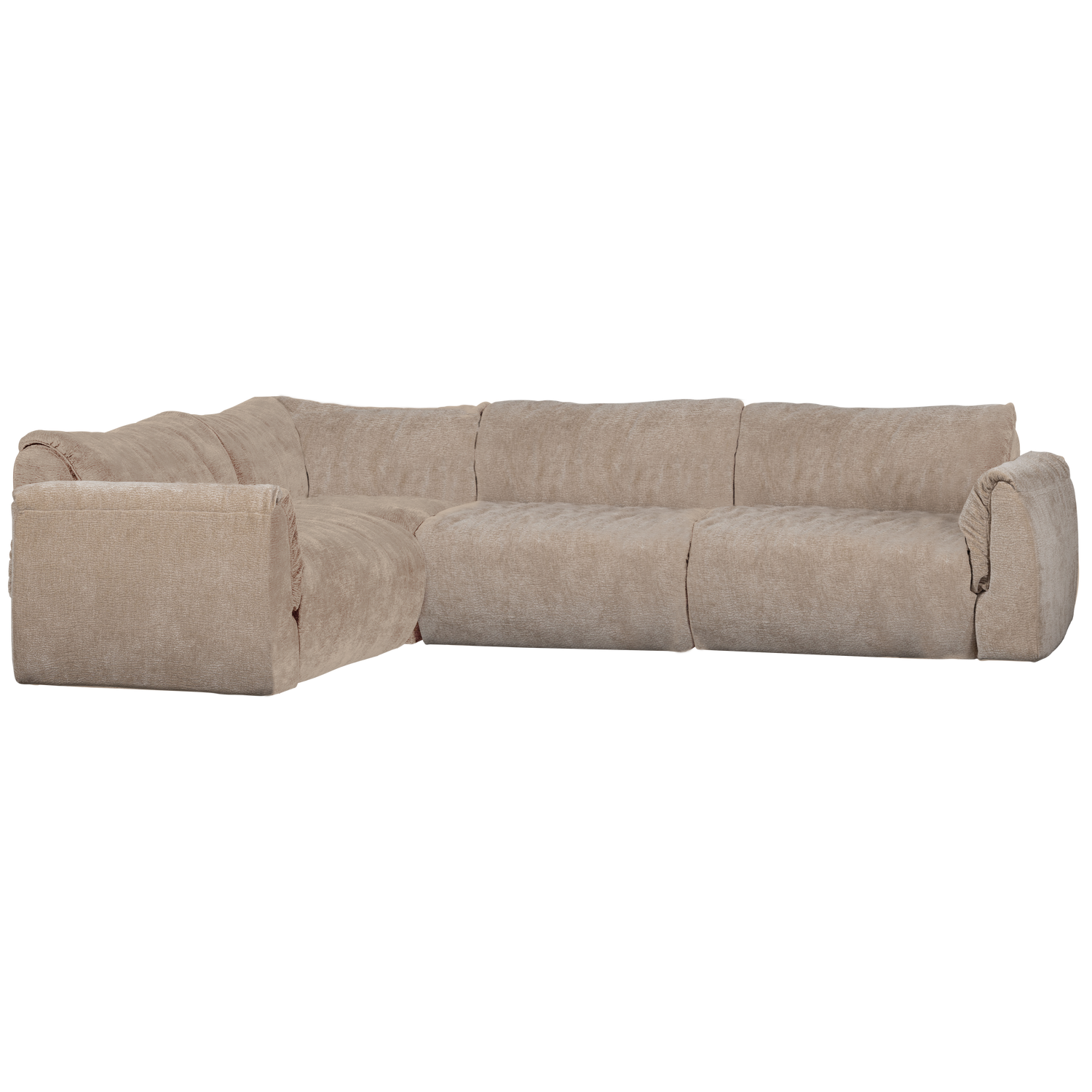 WOOOD Baggy Hoekbank Links - 3D Chenille - Zand - 81x301x210