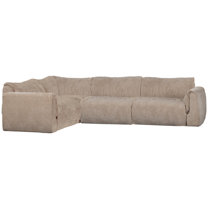 WOOOD Baggy Hoekbank Links - 3D Chenille - Zand - 81x301x210