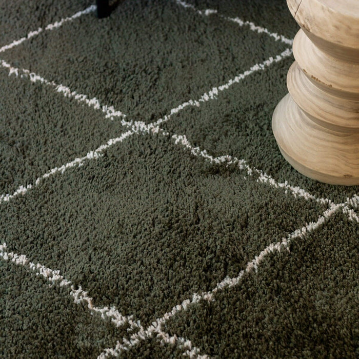 Interieur05 Vloerkleed Berber Kriskros Groen|Wit 200x290cm