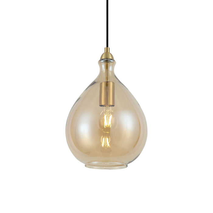 QAZQA Moderne hanglamp goud met amber glas - Traditional